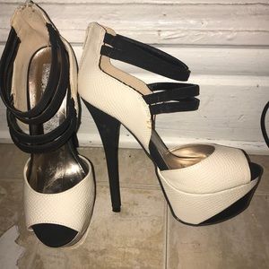 Black and white heels